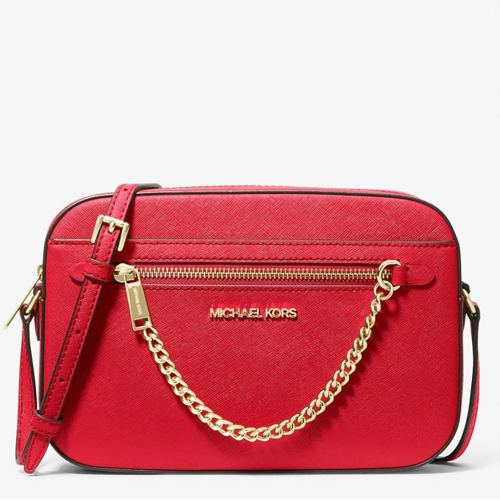 MICHAEL KORS • Jet Set Large Saffiano Leather Crossbody Bag